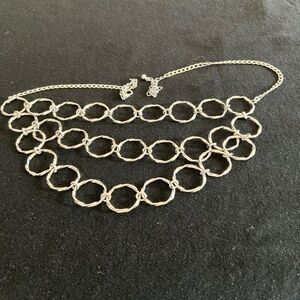 Silver-Tone Bib Necklace With Three Layers of Circles